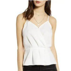 Leith Faux Wrap Camisole, White, Size Small